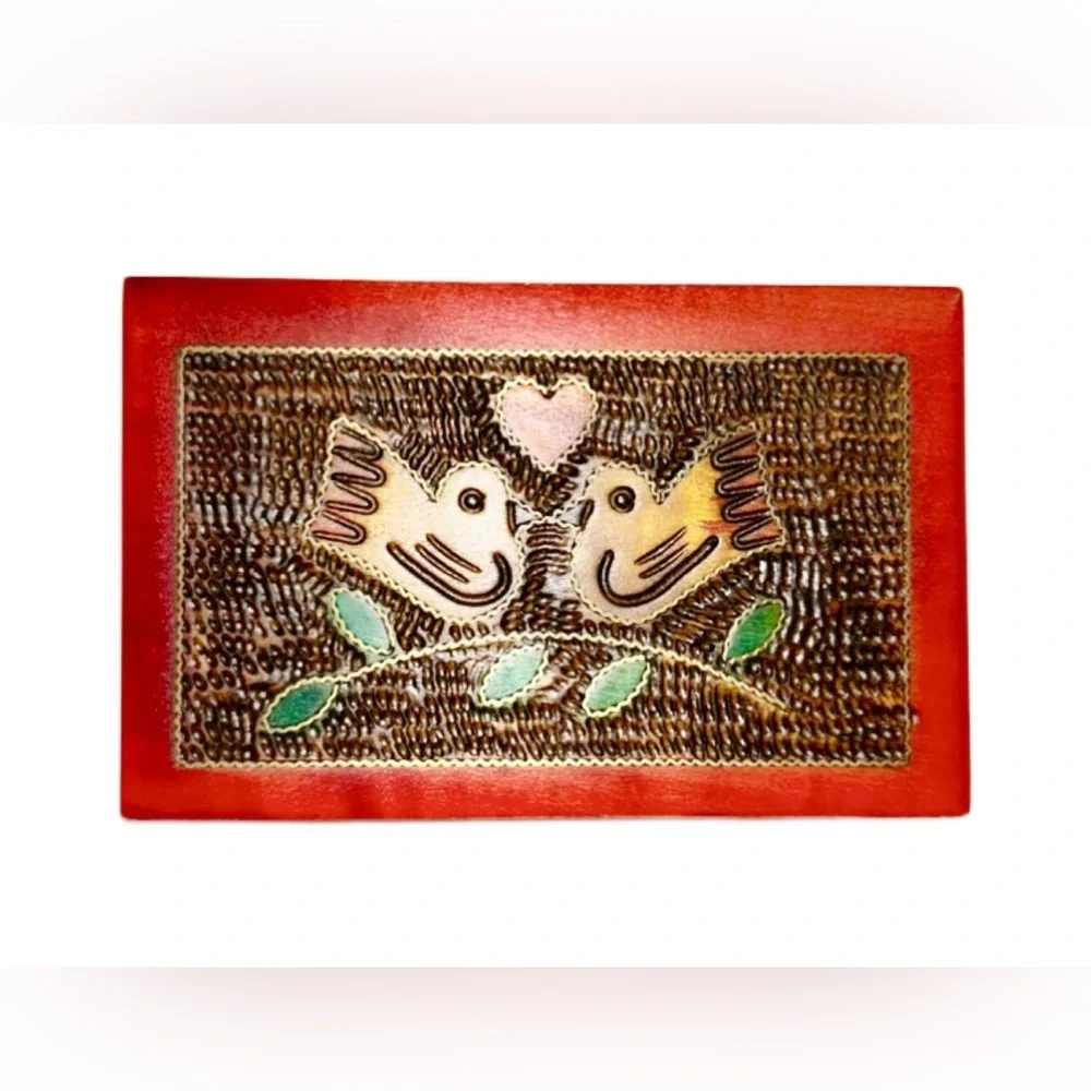 Gorgeous Love Birds Wooden Trinket Box